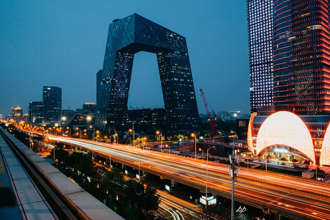 Vista urbana de Pequim, capital da China, durante o entardecer